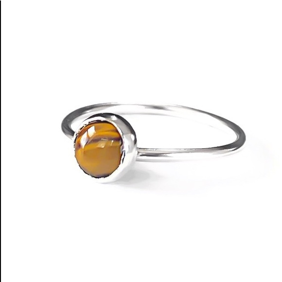 (2-13) 925 Sterling Silver 5MM Genuine Tigers Eye Gemstone Ring Protection Stone - Picture 3 of 11